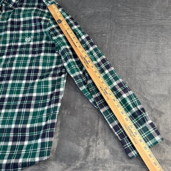 Chaps Cotton Flannel Button Up Shirt Mens 2XL Rustic Green Plaid Long Sleeve - Picture 6 of 9